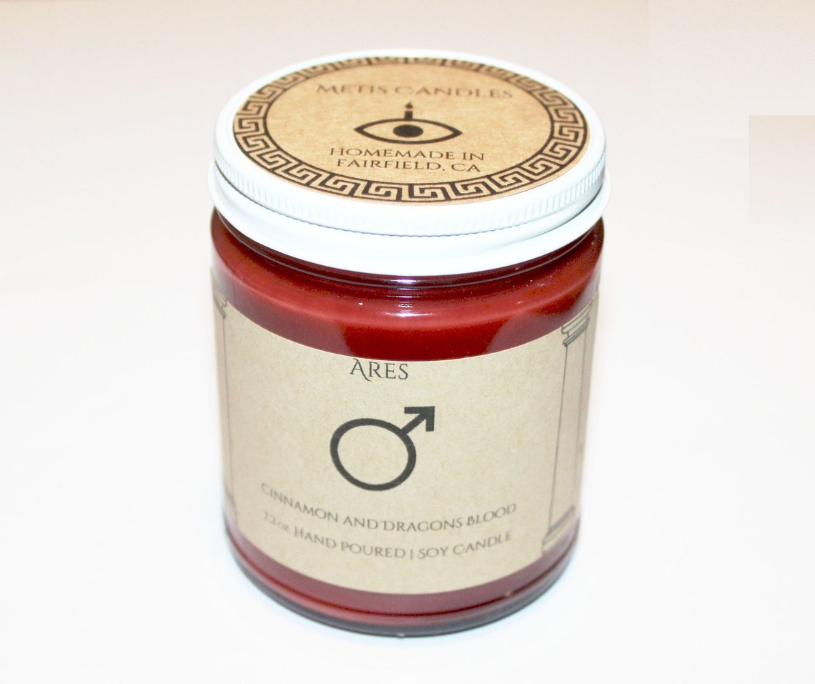 Greek Candle Greek God Scented Candle Ares Soy Candle Etsy