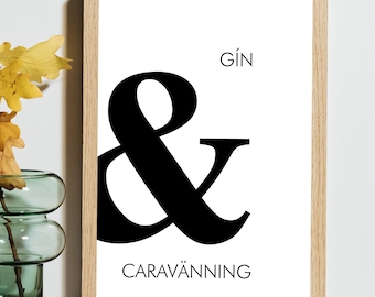 Gin & Caravanning Scandi Print | Caravan Print | Digital Download | Poster Art