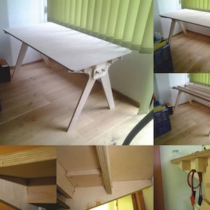 Plywood Table CNC Plans DXF Laser DIY Vector V-Carve