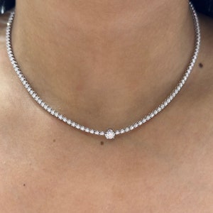 White Gold Three Quarter Diamond Tennis Necklace