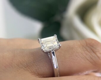 Platinum ring +14Kt White Gold, GIA 2.59ct Emerald cut ,L-SI2.  EMER014 ATJJ