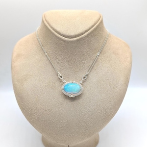 Opal and Diamond Pendant on 14k Yellow Gold Necklace