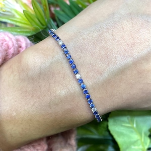 3.04ct Sapphire Tennis and 0.38ct Diamond Bracelet in 18kt White Gold