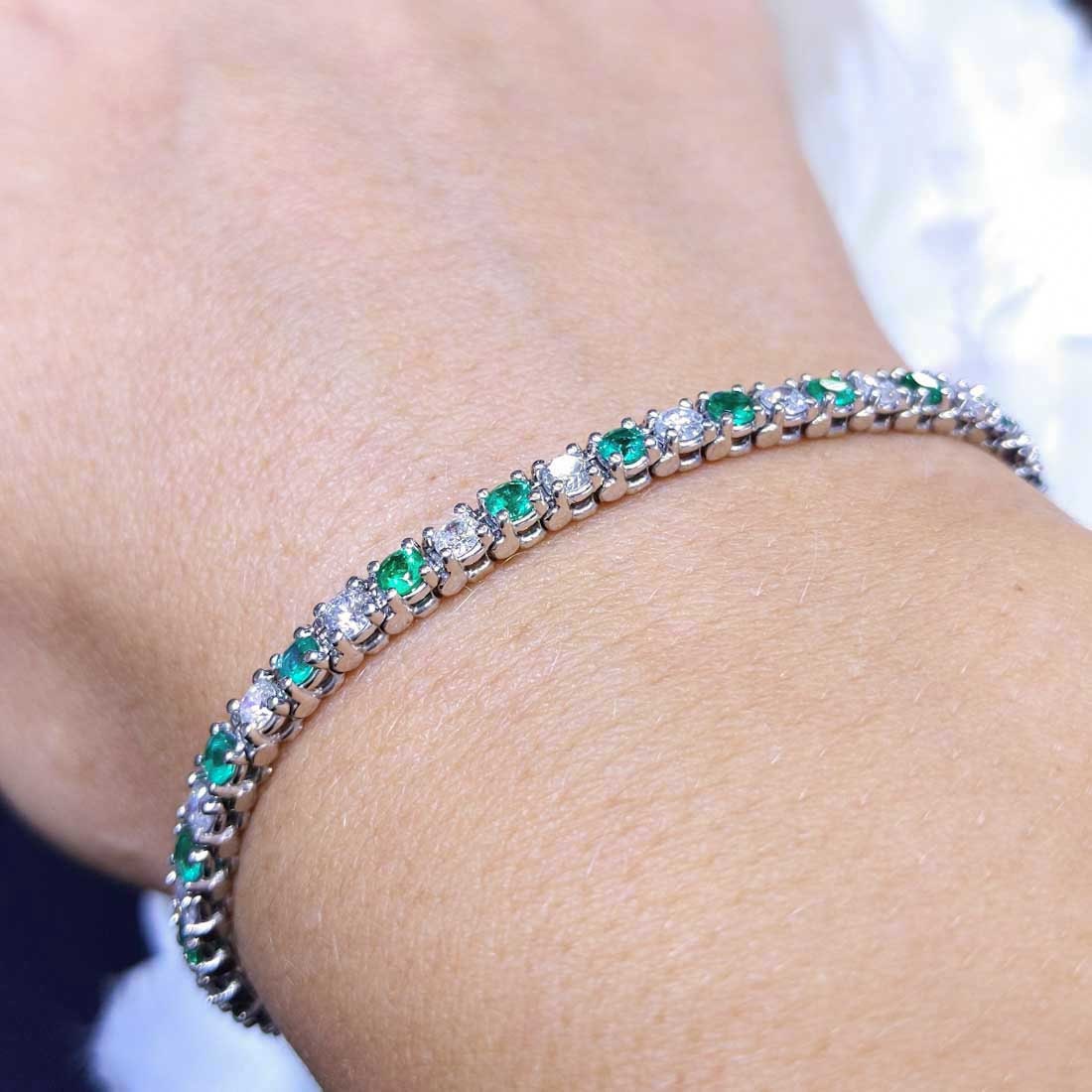 3.60CT Green Emerald and Diamond Tennis Bracelet - Etsy Australia