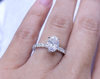 Certified 1.48CT G-VS2 CE Oval Diamond Hidden Halo Engagement Ring