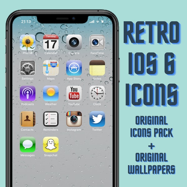 iPhone iOS 16 retro alte App Icons Pack - iOS 6 Stil originale App Icons und Wallpapers