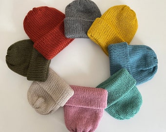 Stickad babymössa för småbarn, unisex vintermössa, könsneutral mössa, babyshowerpresent