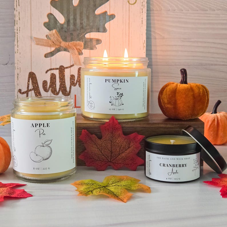 Fall Pure Beeswax Candles | Hand Poured Candles | All Natural + Non Toxic Beeswax Candles | Candle Gifts