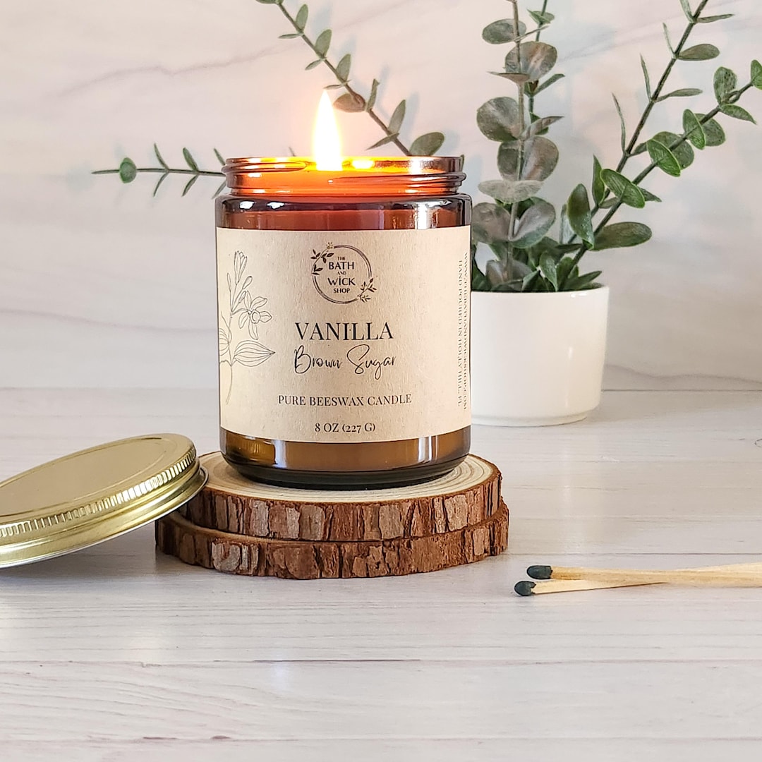 Vanilla Brown Sugar Pure Beeswax Candle | Hand Poured Candles | All ...