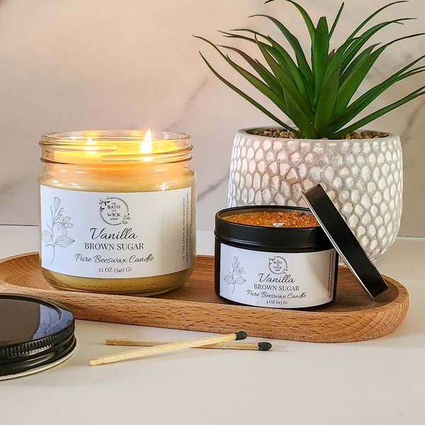 Vanilla Brown Sugar Pure Beeswax Candle