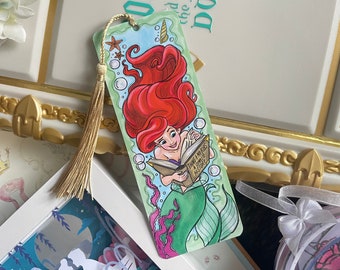 Ariel Little Mermaid double sided bookmark with gold tassel