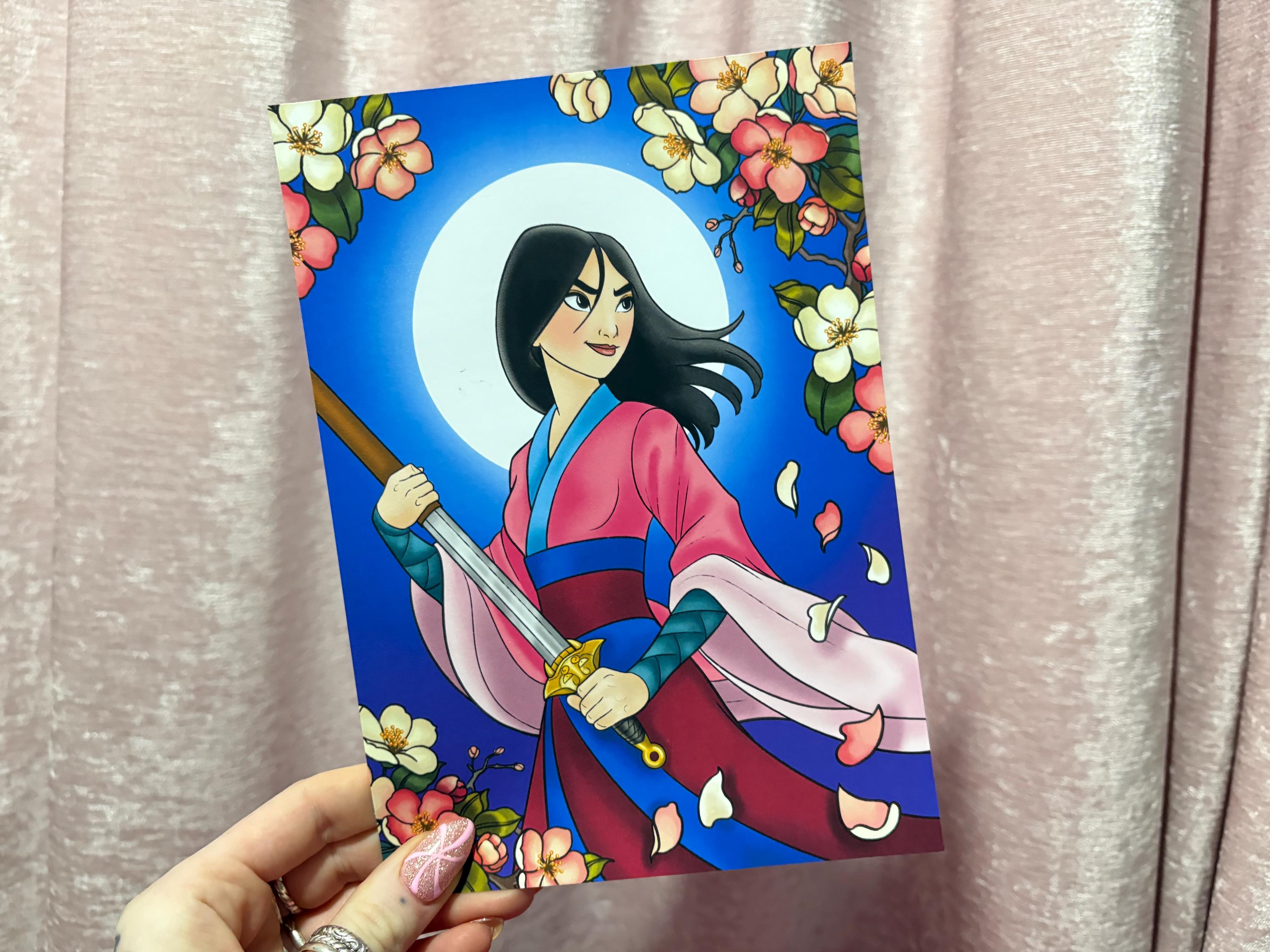 A4 Disney Princess Art Print Mulan and Cherry Blossom - Etsy
