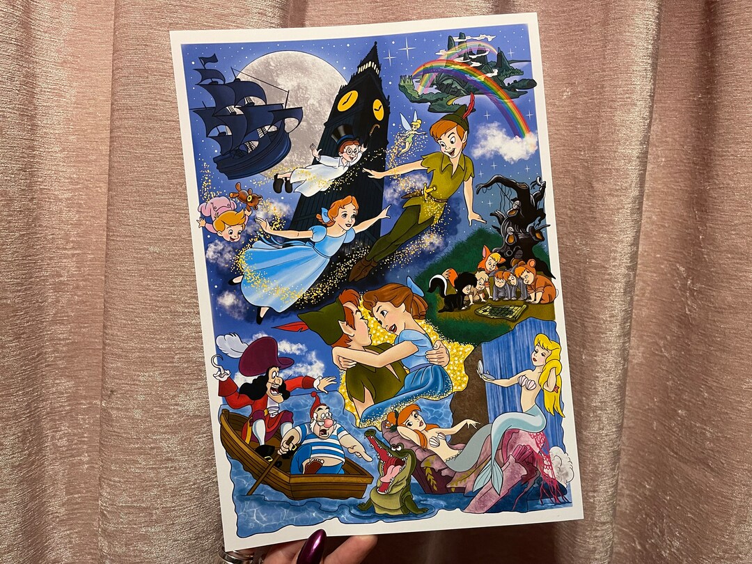 Peter Pan Captain Hook, Wendy, Tinkerbell, the Lost Boys and Others A4 ...