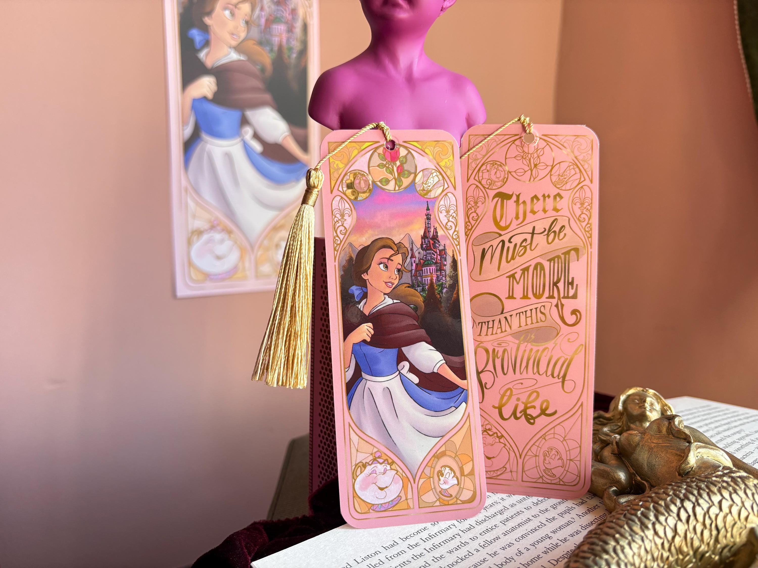 Art Nouveau Beauty and the Beast Belle Double Sided Bookmark - Etsy