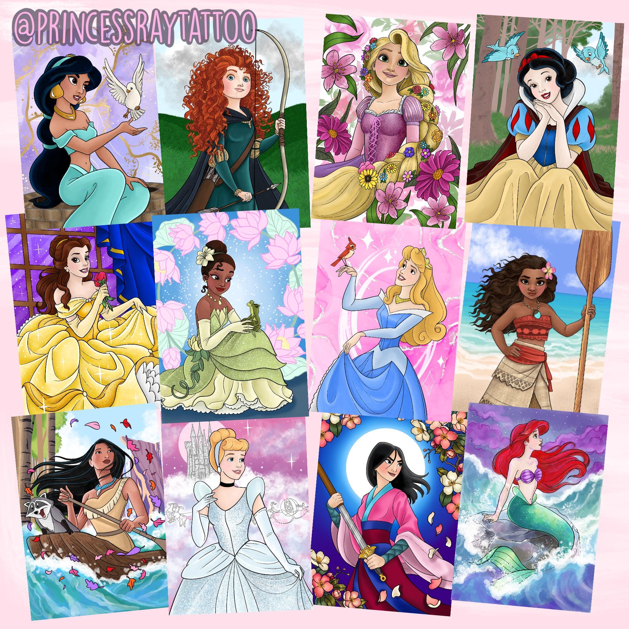 A4 Disney Princess Art Print Mulan and Cherry Blossom - Etsy