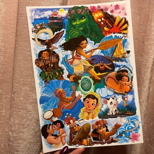 Moana • Maui, Pua, Hei Hei and the Heart of Tefiti • A4 art print