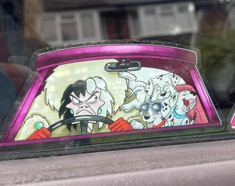 Cruella and Dalmatians funny car window vinyl sticker