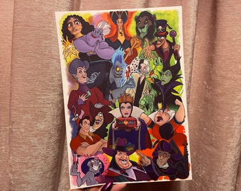 Disney Villains Art Print • A4 Matte Illustration - Etsy