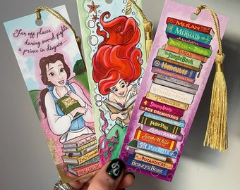 Disney Ariel Belle Book Stack Bookmark Bundle Of 3 Etsy