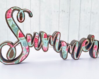 Summer Wood Cutout,  Summer Watermelon Wood Decor, Tiered Tray Decor, Shelf Sitter, Freestanding Sign, Summer Mantel Decor