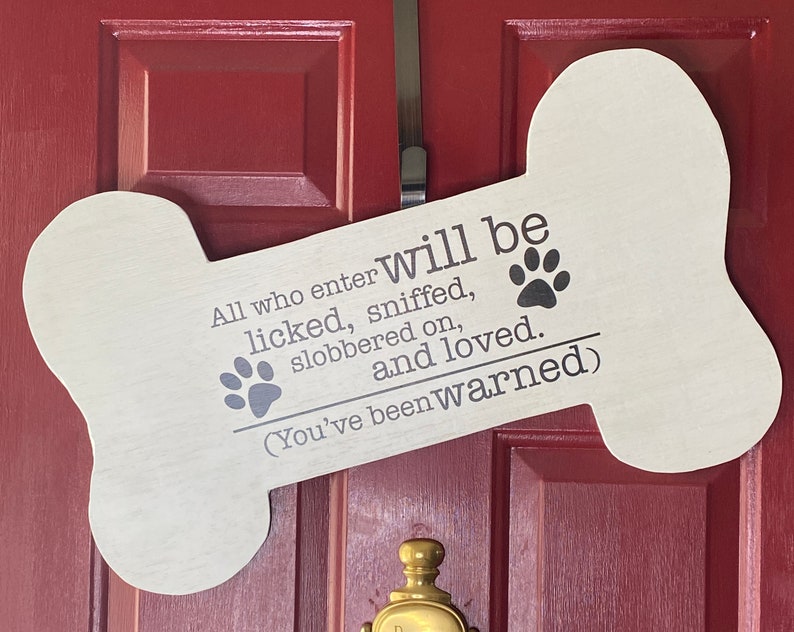 Funny Dog Sign for Home Bone Door Hanger Dog Lovers Sign Funny Dog Door Sign