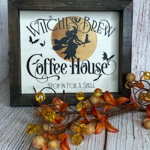 Witches Brew Farmhouse Sign | Halloween Accent Sign | Halloween Tiered Tray Decor | Witch Sign | Halloween Home Decor