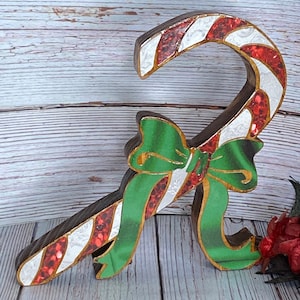 Candy Cane Wood Cutout, Christmas Wood Decor, Tiered Tray Decor, Shelf Sitter Decor, Rustic Christmas Decor, Christmas Mantel Decor