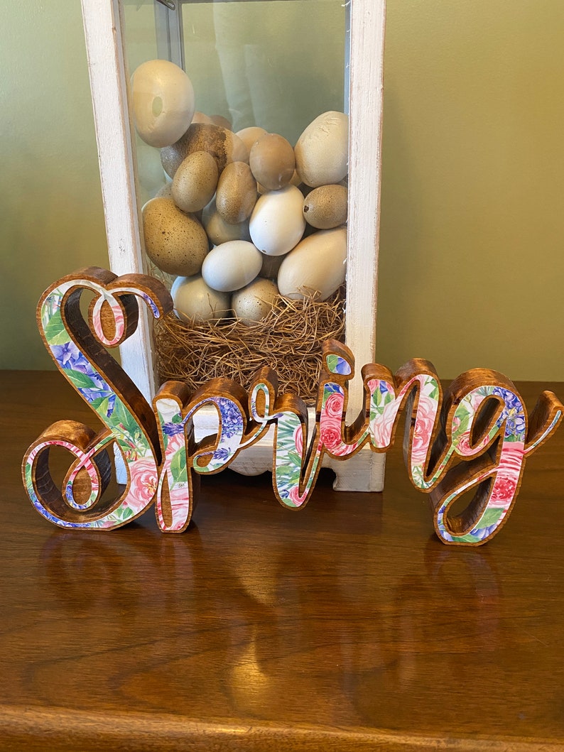 Spring Wood Cutout Spring Flower Wood Decor Tiered Tray - Etsy