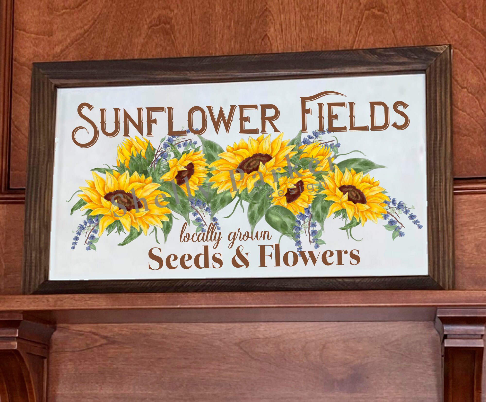 Sunflower Fields Farmhouse Sign Sunflower Kitchen Decor Etsy