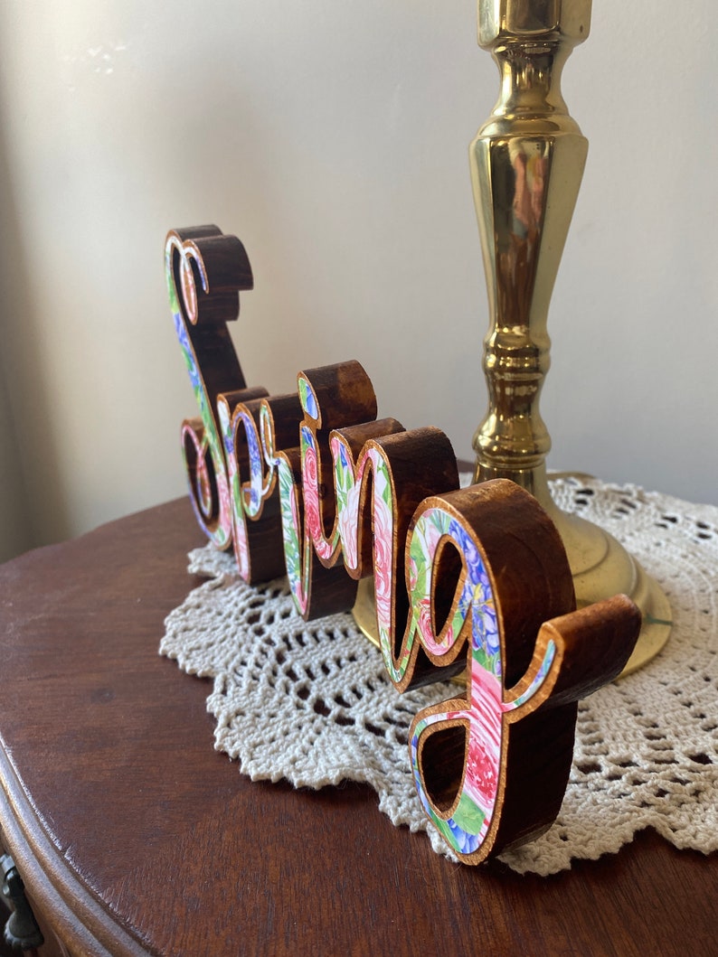 Spring Wood Cutout Spring Flower Wood Decor Tiered Tray - Etsy