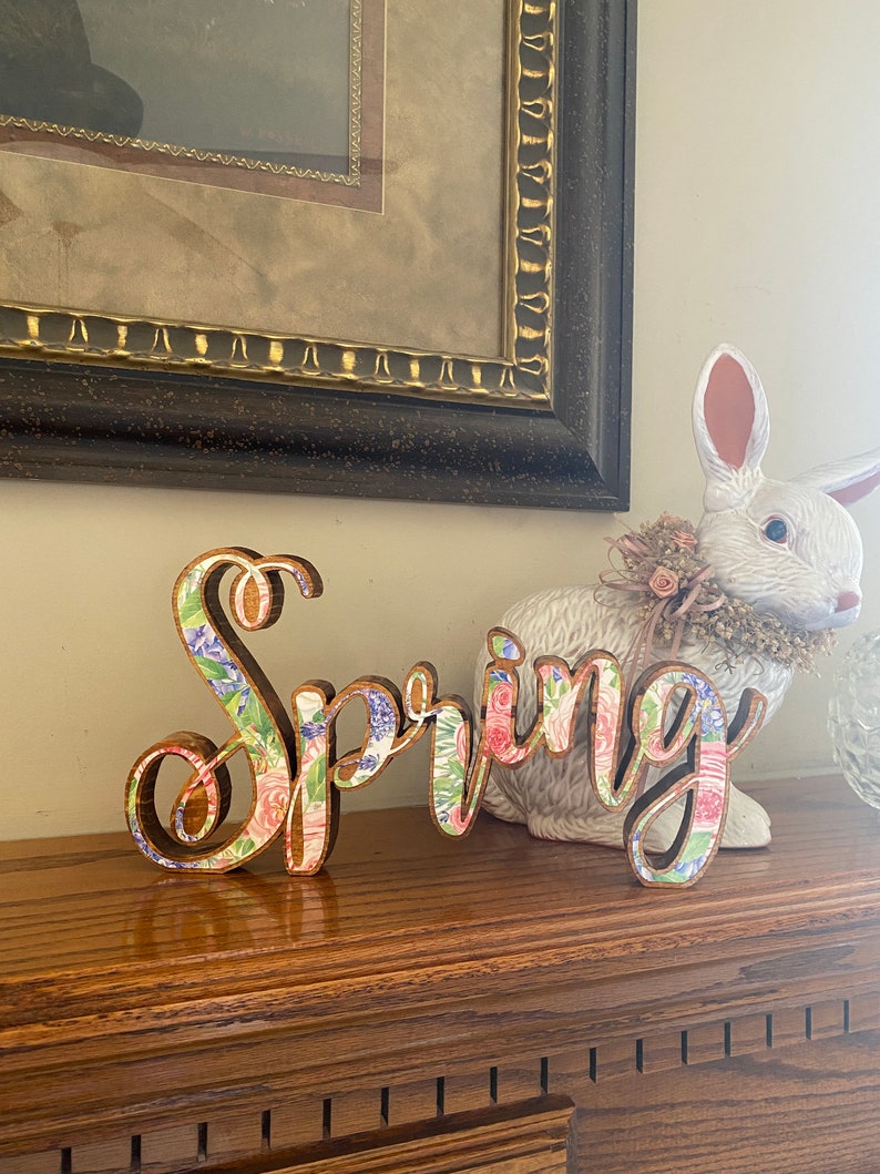 Spring Wood Cutout Spring Flower Wood Decor Tiered Tray - Etsy