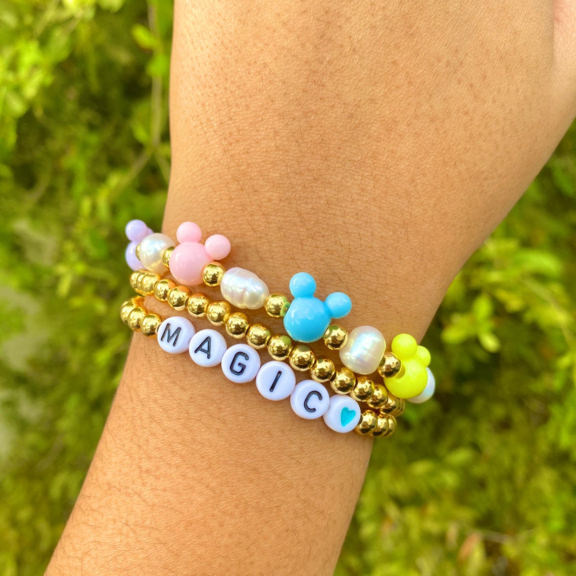 Disney Beaded Bracelets set of 3 Disneyland Bracelets Etsy