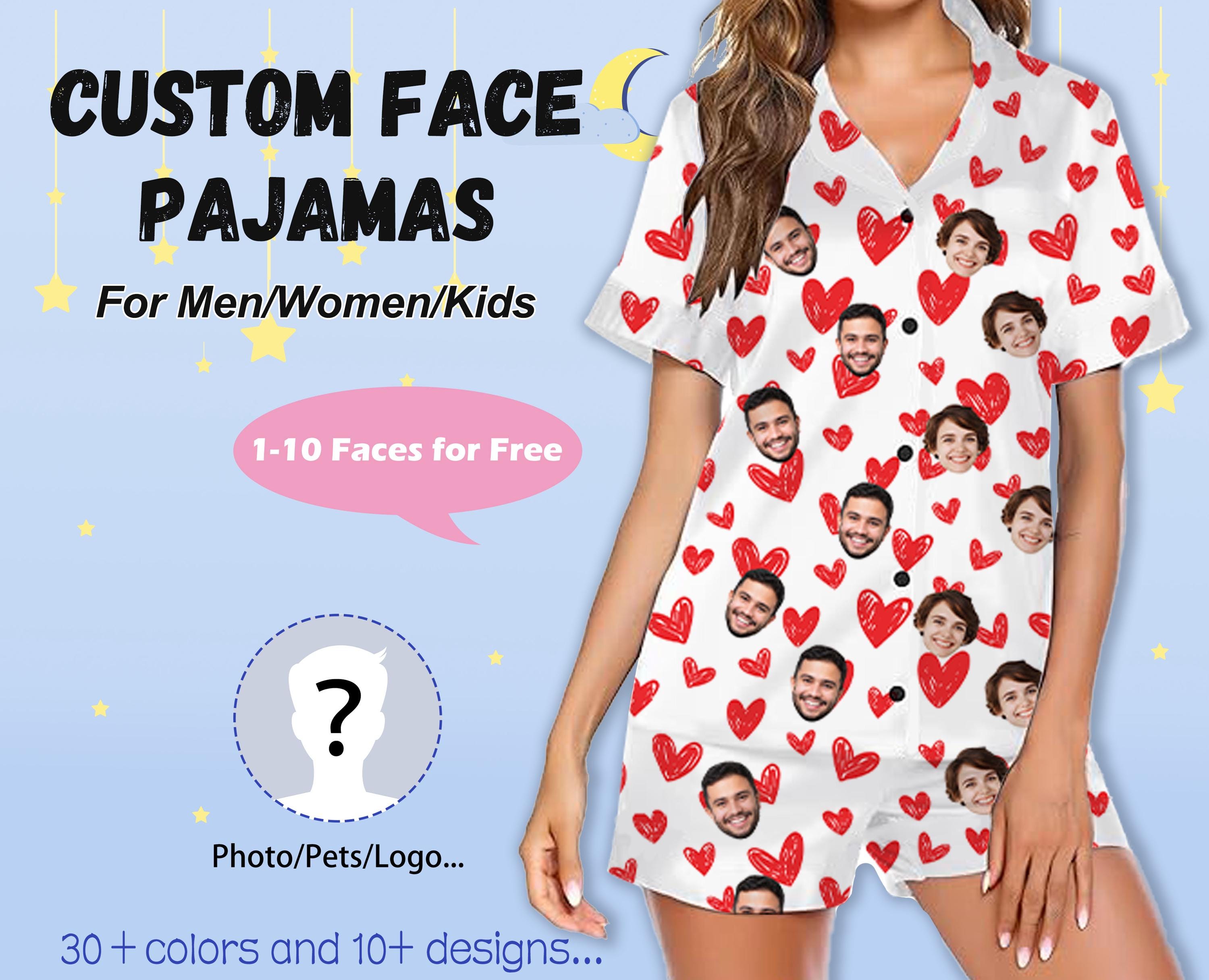 Custom Face Pajamas,Family Pajamas Sets,Women Short Sleeve Pajama,Couple Pajamas sets,Pajamas with Photo,Personalized Pajamas,Birthday Gifts