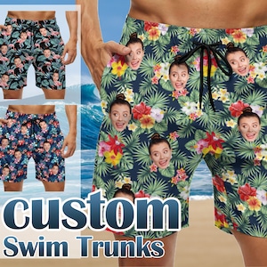 Custom Face Swim Trunk,Custom Summer Beach Short,Party/Vacation Gift For Him,Personalized Face Swim Short,Hawaiian Photo Trunks,Men Swimwear