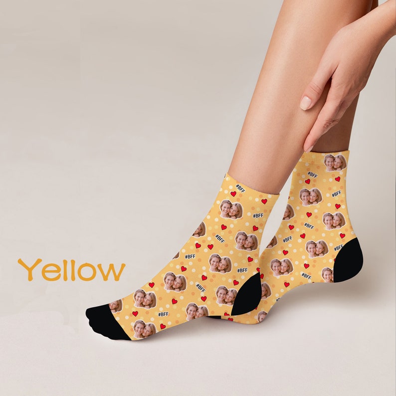 Custom Face SocksPersonalized Socks with FacesFunny Gift Idea with PhotoGifts for Best Friend/Mom/Dad,Birthday/Mother's Day Gifts Yellow