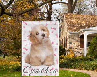 Drapeau de jardin personnalisé avec photo d'animal de compagnie | Plaque de bienvenue personnalisée pour chien