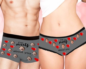 Personalized Couple Photo Underwears, Custom Christmas/Anniversary Gift for Boyfriend, Funny Men's Boxers Gift, Give Ladies Panties for Wife