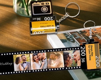 Custom Memorial Photo Film Keychain, Personalized Wedding Photo Keychain, Anniversary Gift for Couple, Christmas/Birthday Gift for Boyfriend