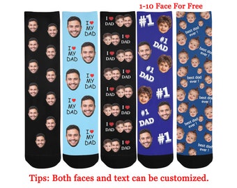 Custom Father's Day Socks ,Personalized funny socks with face,Customize socks with text, Father Days gift, Best Father's Day Presents!