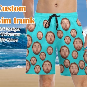 Custom Face Swim Trunk,Custom Summer Beach Short,Personalized Face Swim Short,Hawaiian Photo Trunks,Party/Vacation Gift For Him,Men Swimwear