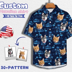 Custom shirts Hawaïaans gezicht heren, aangepaste zomerfeest shirts met zakken, shirts voor vriendjes/vader, vrijgezellenfeest geschenken, verjaardagscadeau
