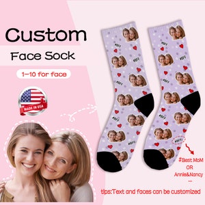 Custom Face SocksPersonalized Socks with FacesFunny Gift Idea with PhotoGifts for Best Friend/Mom/Dad,Birthday/Mother's Day Gifts zdjęcie 1