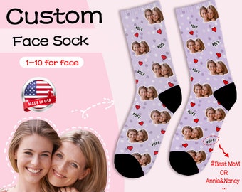 Custom Face Socks，Personalized Socks with Faces，Funny Gift Idea with PhotoGifts for Best Friend/Mom/Dad,Birthday/Mother's Day Gifts