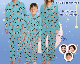 Custom Face Pajamas Set, Personalized Photo Matching Family Pajamas