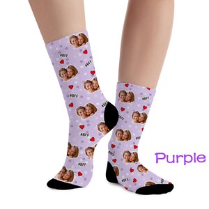 Custom Face SocksPersonalized Socks with FacesFunny Gift Idea with PhotoGifts for Best Friend/Mom/Dad,Birthday/Mother's Day Gifts Pourple