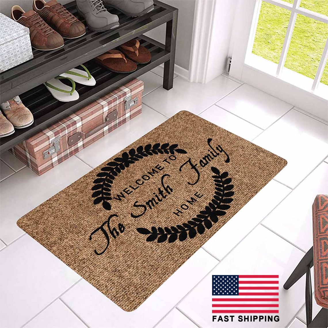 Personalized Doormat Custom Monogram Wreath Doormat Etsy