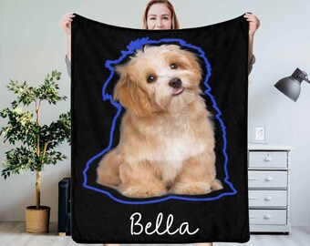 Personalized Pet Photo Blanket, Custom Dog Memory Blanket