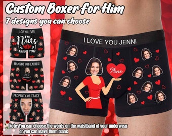 Personalized Face Boxer Briefs, Photo Underwear, Valentine's Gift