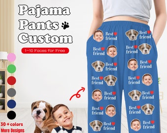 Custom Pet Photo Pajama Pants, Personalized Dog Face Trousers