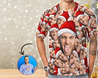 Custom Face Christmas T-Shirt, Personalized Photo Family Tee